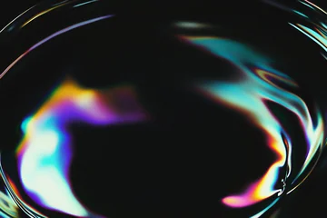 Fotobehang Kunst Smooth multicolored light leaks distorting fluidly across a dramatic dark textured surface.  © Tommy Studio
