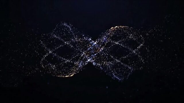A stunning display of glowing, swirling lines forming a symmetrical pattern against a dark background.