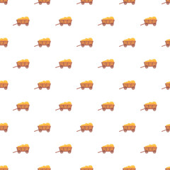 Obraz premium Hay wagons filled with harvest repeating as a seamless farm agriculture pattern