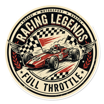 Racing Legends Full Throttle Vintage Motorsport Round Badge