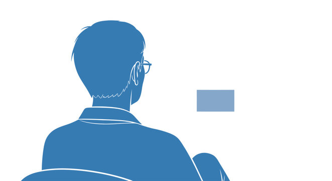 Man sitting and watching television screen.