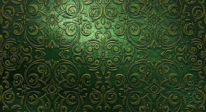Merry christmas emerald green ornate damask pattern festive holiday background
