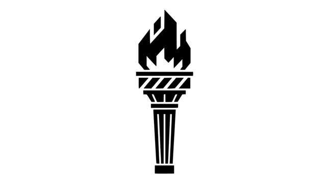 Black torch icon with flame on a column vector graphic