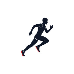 Obraz premium Male runner athlete silhouette sprinting on white background