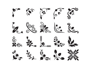 Obraz premium Elegant collection of six ornate corner elements featuring decorative floral