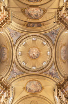 BERGAMO, ITALY - MARCH 21, 2026: The frescoes in the cupola in church Chiesa di San Alessandro in Colonna by Vincenzo Angelo Orelli (1751 &ndash;  1813).