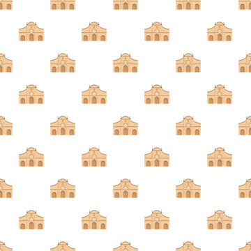 Repeating pattern featuring the iconic alamo historic building in san antonio, texas
