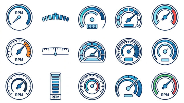 Collection of Vintage Car Dashboard Gauges and Indicators