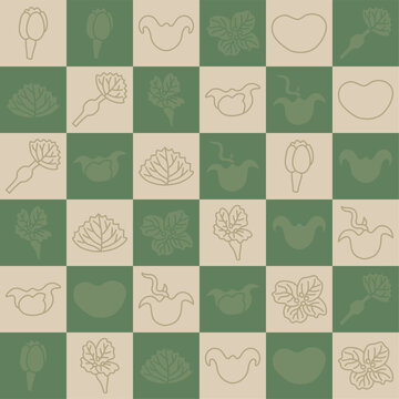 seamless pattern with water caltrop
