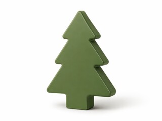 Fototapeta premium Modern spruce icon designed as a smooth matte green 3d object clean stylized evergreen tree silhouette with softly rounded edges minimalist eco branding and sustainability concept elegant front three
