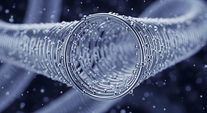 Microscopic View of Carbon Nanotube Structure in Blue Monochrome Scientific Detail