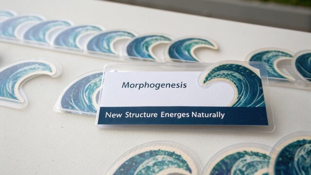 Colorful Wave Patterns Representing Morphogenesis with Text Label Highlighting Natural Structure Energies