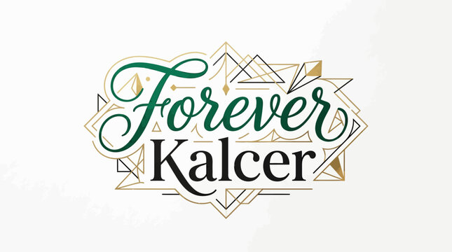 Forever Kalcer decorative typography logo design with geometric elements.