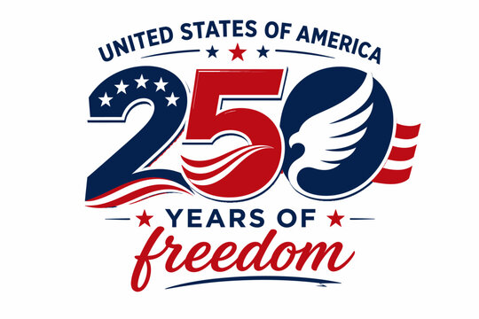 250 years of freedom for united states of america with eagle and flag