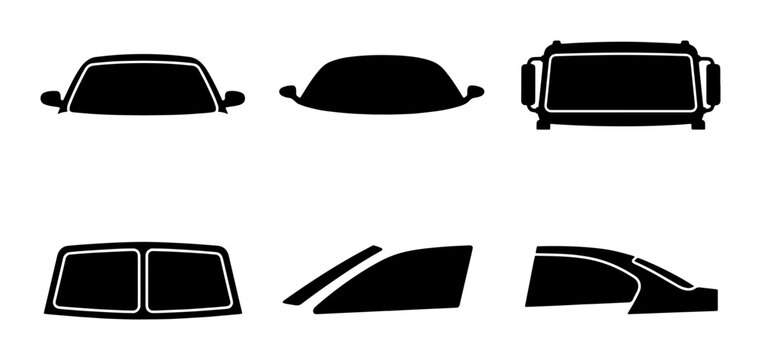 Automotive Glass Silhouettes: Windshields, Windows, and Car Parts Collection