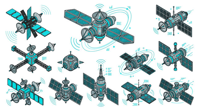 Collection of various satellite models.