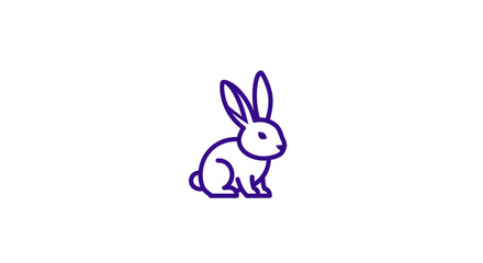 Obraz premium Elegant purple line art rabbit logo for branding.