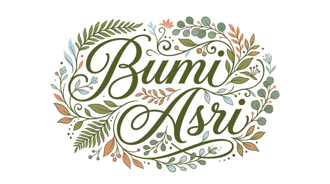Bumi Asri elegant botanical lettering logo design.