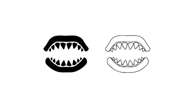 Set of Monster Mouths with Sharp Teeth Icons