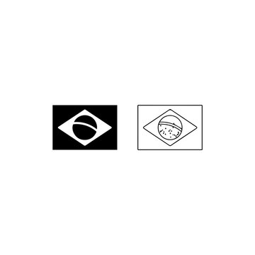 Minimalist Black and White Brazil Flag Icon Set