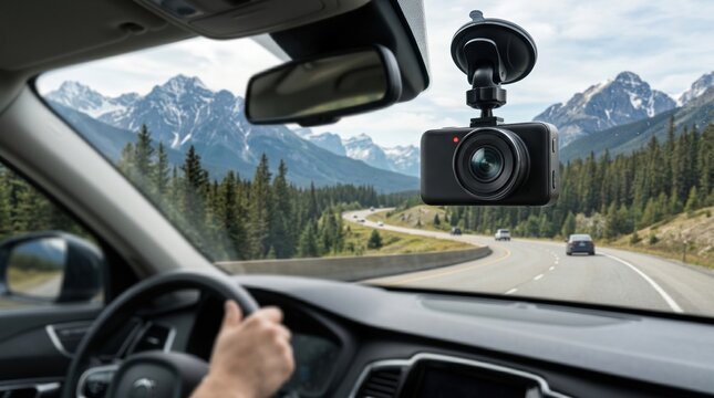 Dash Cam Recording Scenic Mountain Road from Windshield