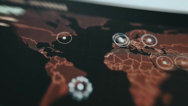 Data-driven tactical map showing geopolitical regions and risk indicators