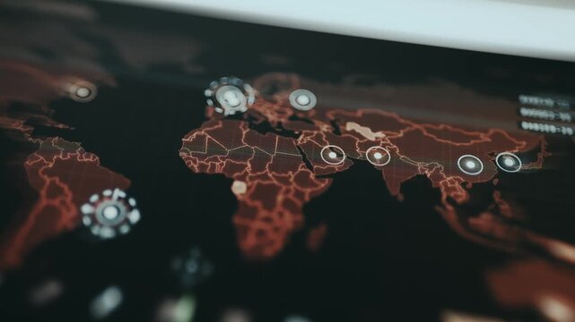 Digital strategy map interface showing Near East and Asia under attack visualization