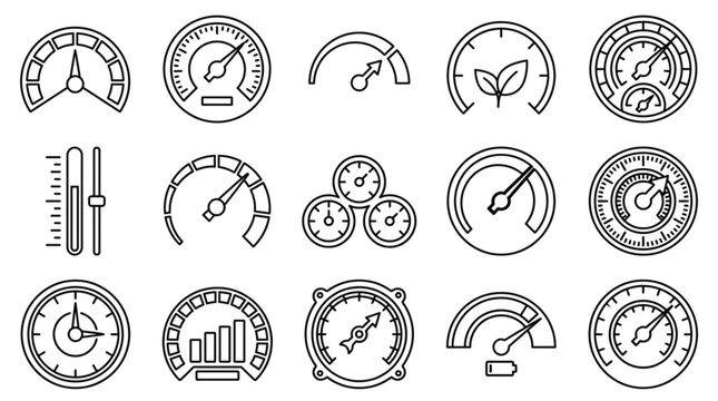 Collection of Vehicle Dashboard Gauges and Controls Icons