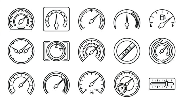 Collection of Vehicle Dashboard Gauges and Indicators