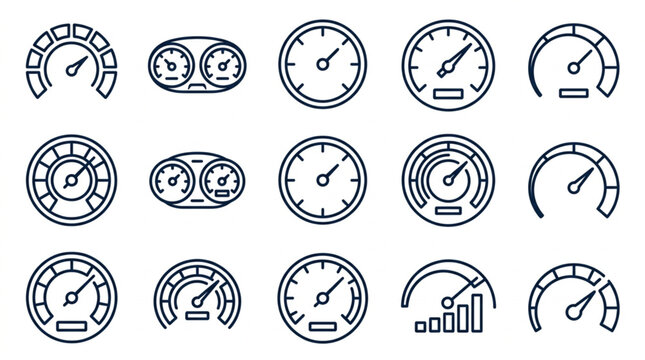 Collection of Vehicle Dashboard Gauges and Indicators
