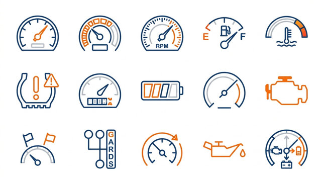 Car Dashboard and Warning Symbol Icons