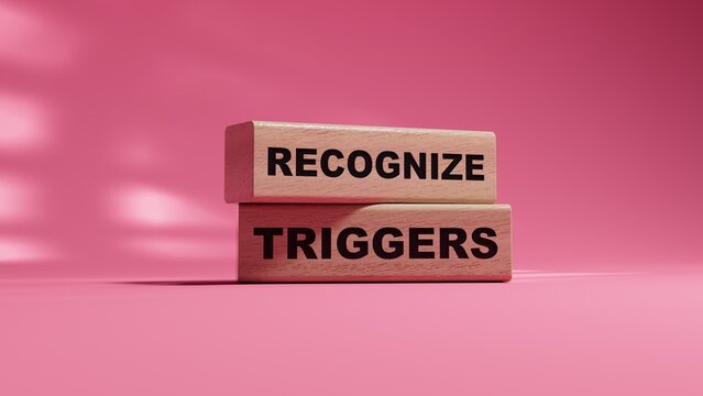 Recognize triggers symbol. Concept words Recognize triggers on wood cubes. Business and Recognize triggers concept. Copy space.3D rendering