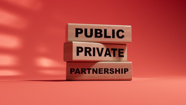Text PUBLIC PRIVATE PARTNERSHIP. wood cubes. Copy space.3D rendering
