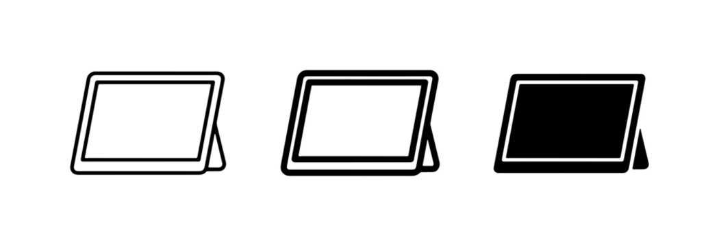 Tablet Stand Icons, Device Holder Graphics, Digital Gadget Stand Vector Set
