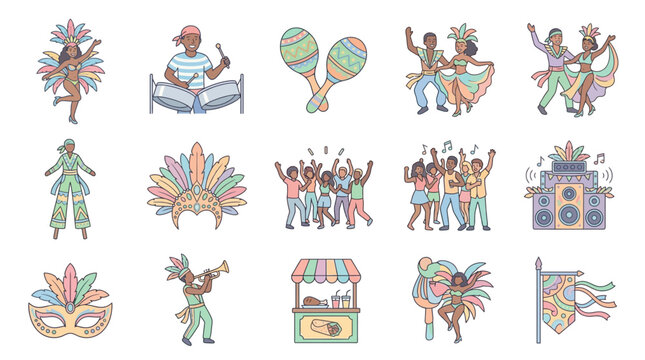Colorful Carnival Celebration with Dancing and Music