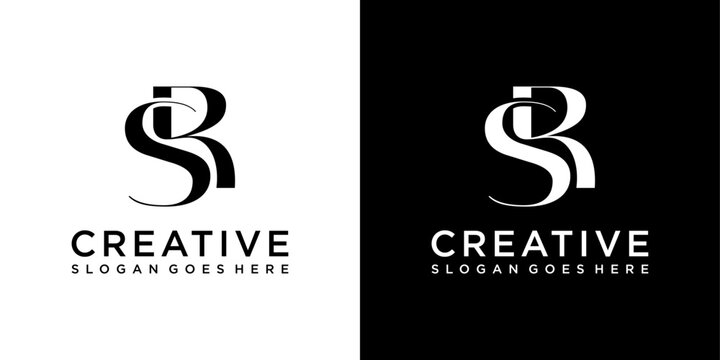 SR or RS initial letter logo design vector