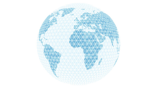 Globe triangle world map vector blue white background geometric pattern earth technology business template
