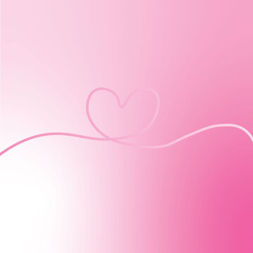 Romantic Heart Line Background with Pink Gradient