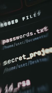 Cybersecurity system displaying flagged files with sensitive content