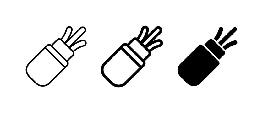 Fiber Optic Cable Icons, Network Connection Symbols, Technology Data Transfer