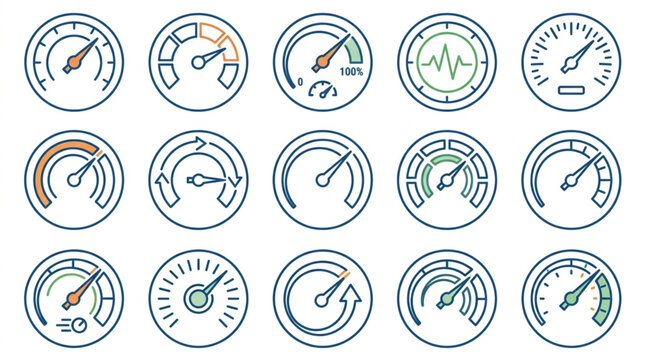 Collection of Various Vehicle Dashboard Gauges Icons