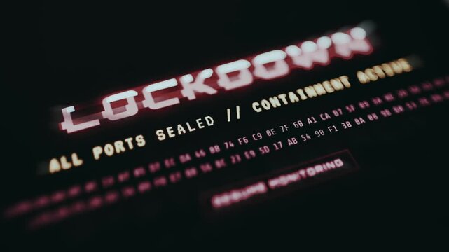 Lockdown status alert, All ports sealed, Containment active