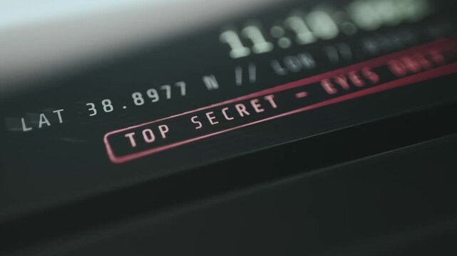 Red graphic label with text TOP SECRET - EYES ONLY