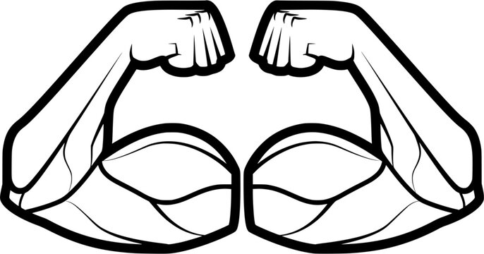 Strong muscular arms flexing in powerful pose