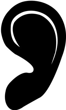 Black minimal ear icon with inner curve detail