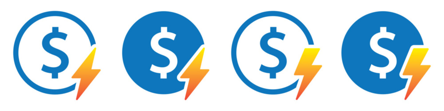 Money electric icon. Money flash icon illustration
