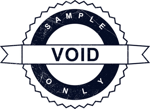 Distressed grunge circular rubber stamp featuring important sample and void text, ideal for official document marking or conceptual design projects, with textured vintage effect