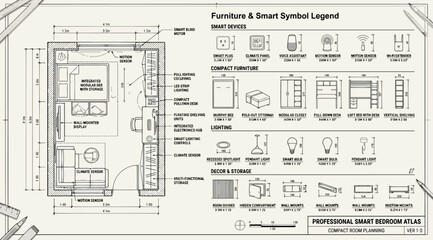Furniture and smart symbol legend for architectural floor plan design © Siam
