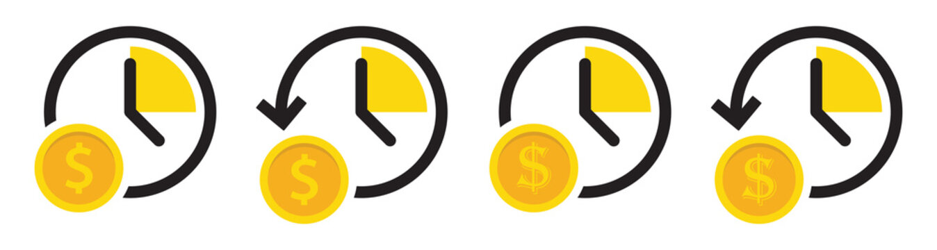 Money time set icon, vector illustration