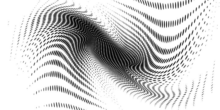 An abstract, irregular black shape composed of halftone dots. The dots are dense in the center and dissipate outwards, creating a gradient, grunge, and dissolving effect.